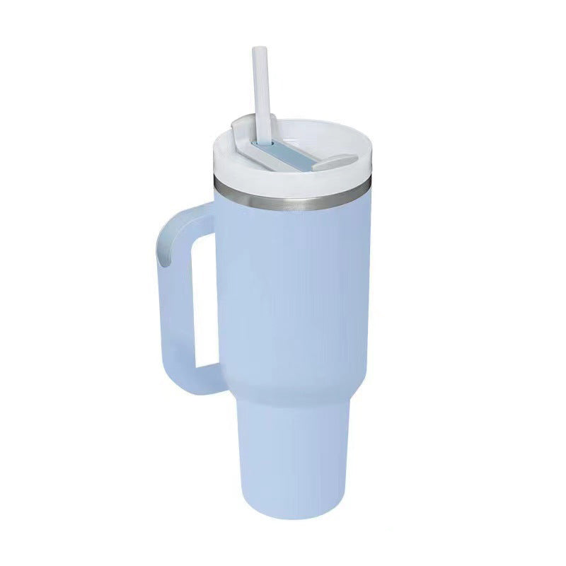 Cross-border car cup 40oz second generation handle cup thermos cup double layer ice cup water cup straw cup logo wholesale