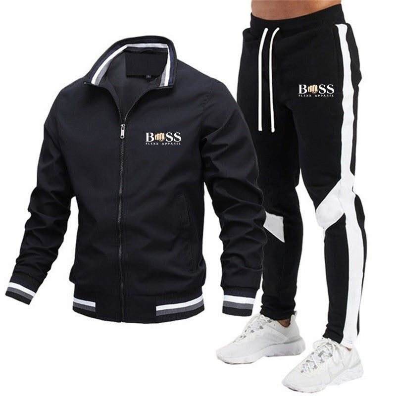2025 new men's jacket suit casual suit splicing trousers bomber jacket high quality jacket suit