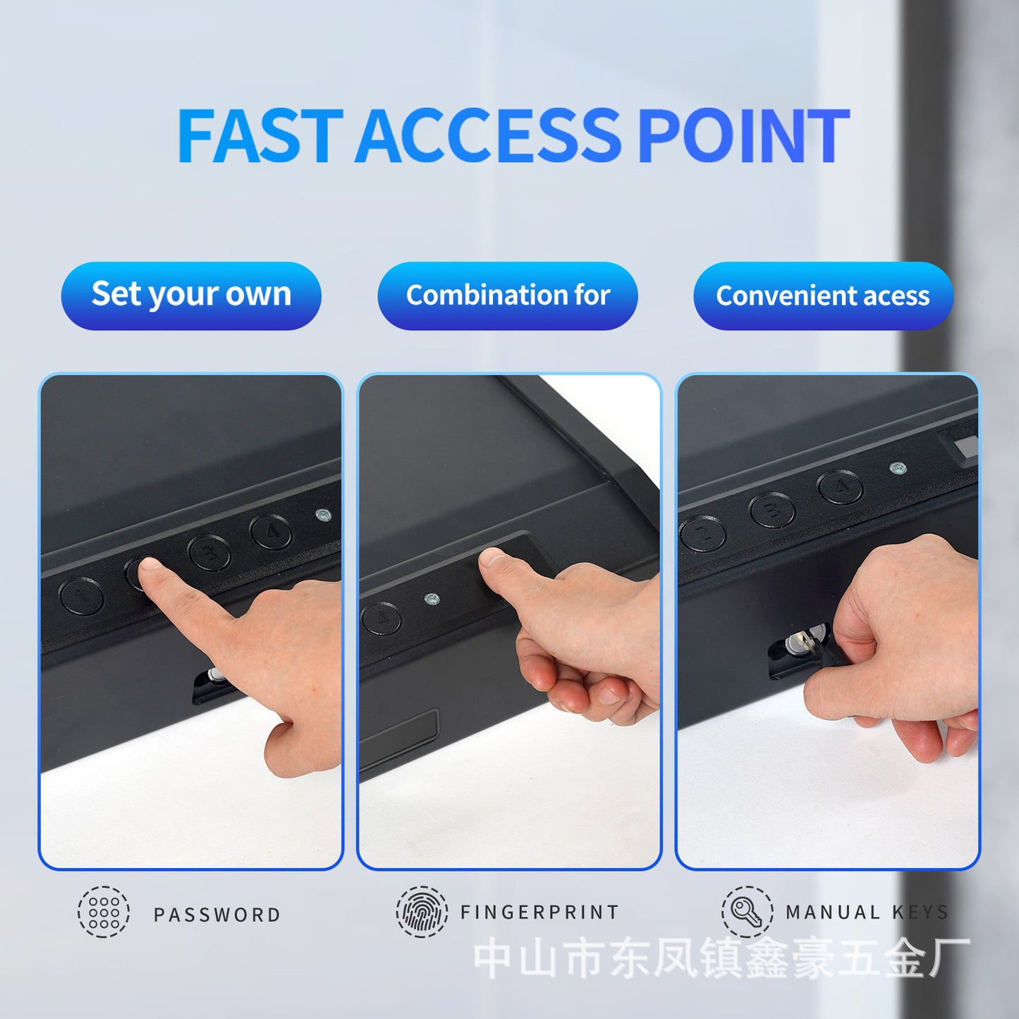 Source factory direct sales smart fingerprint password safe mini portable charging small home safe box