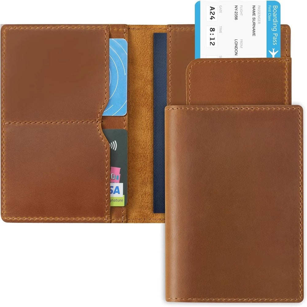 Patriotic Cow Original Top Layer Cowhide Handmade Passport Case Boarding Card Document Bag Storage Book Handmade Genuine Leather Protective Case