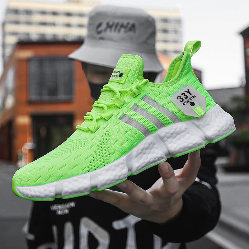Men's shoes sports shoes summer shoes running shoes flying woven breathable running shoes lightweight mesh men's casual shoes men