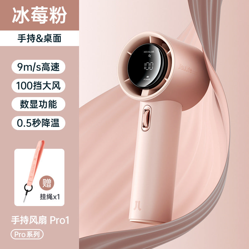Jisu Pro1S Metal Handheld Small Fan Mini Rechargeable Fan Handheld Portable Office Desktop Fan