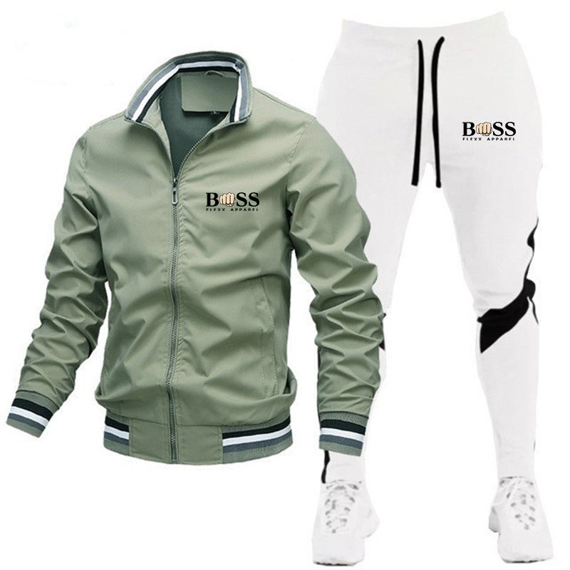 2025 new men's jacket suit casual suit splicing trousers bomber jacket high quality jacket suit