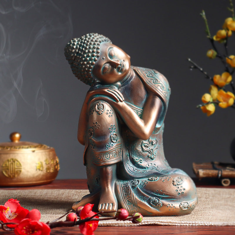 Southeast Asian style colored Buddha statue ornaments resin crafts Thai restaurant imitation bronze sleeping Buddha statue ornaments