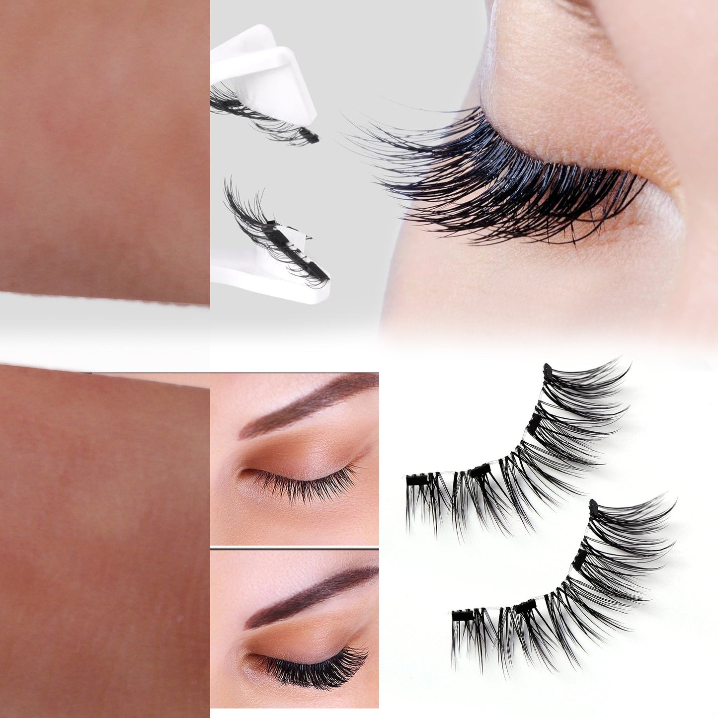 Four magnetic false eyelashes set natural simulation waterproof quantum magnetic eyelashes free makeup removal magnetic eyelashes