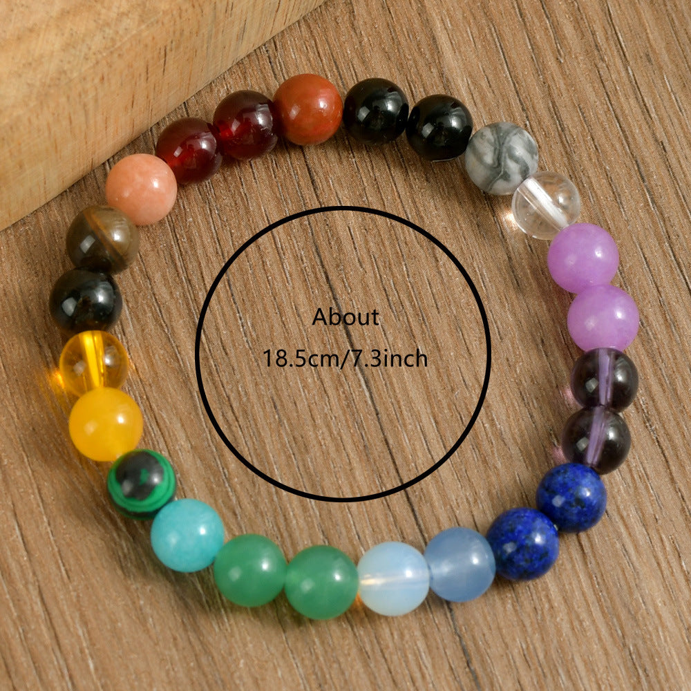 Bohemian rainbow color raw stone bracelet female handmade beaded bracelet yoga stone sports jewelry tiger eye stone crystal