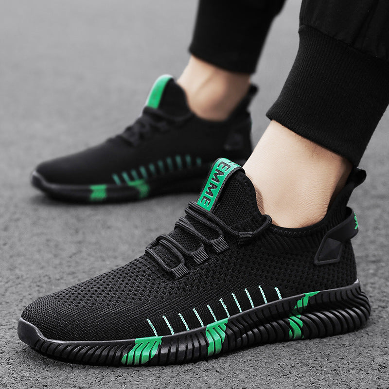 2023 summer new mesh shoes flying woven shoes casual sports shoes breathable board shoes lightweight slip-on running shoes men's shoes