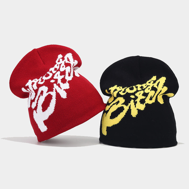 Cross-border European and American new hip-hop letter jacquard knitted hat men and women autumn and winter warm wool hat outdoor trend cold hat