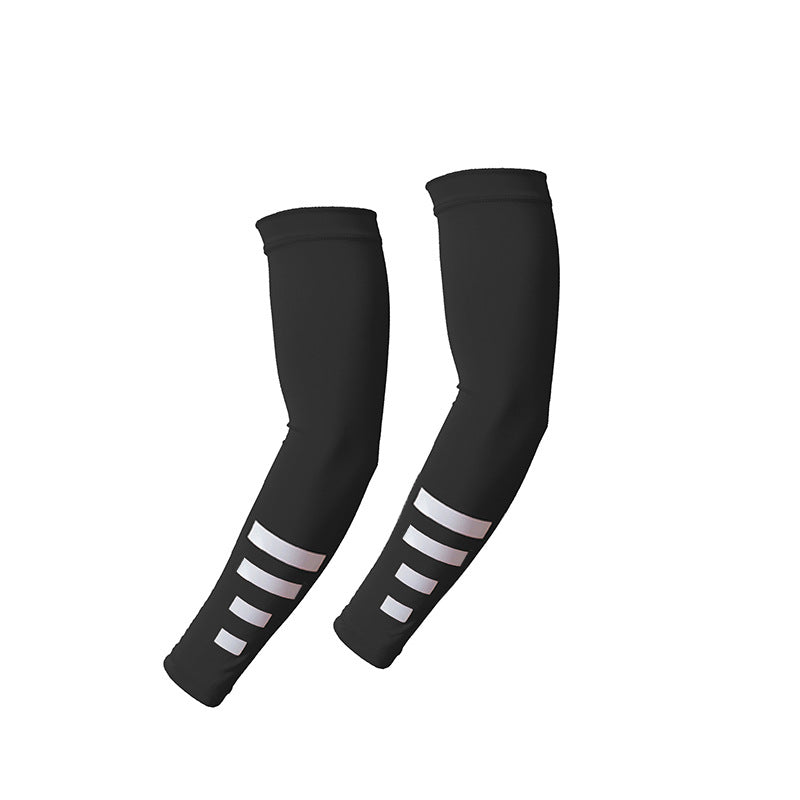 Summer outdoor sun protection sleeves breathable quick-drying cycling arm sleeves night running sports protective gear reflective solid color ice silk sleeves