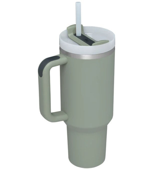 Cross-border car cup 40oz second generation handle cup thermos cup double layer ice cup water cup straw cup logo wholesale