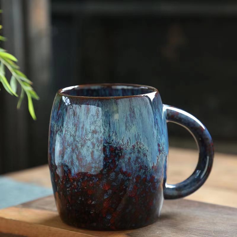 European retro ceramic mug water cup office cup milk cup kiln-changed glaze coffee cup personal cup gift wholesale