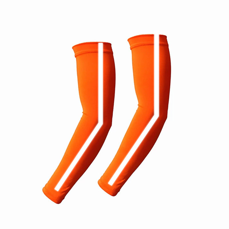 Summer outdoor sun protection sleeves breathable quick-drying cycling arm sleeves night running sports protective gear reflective solid color ice silk sleeves