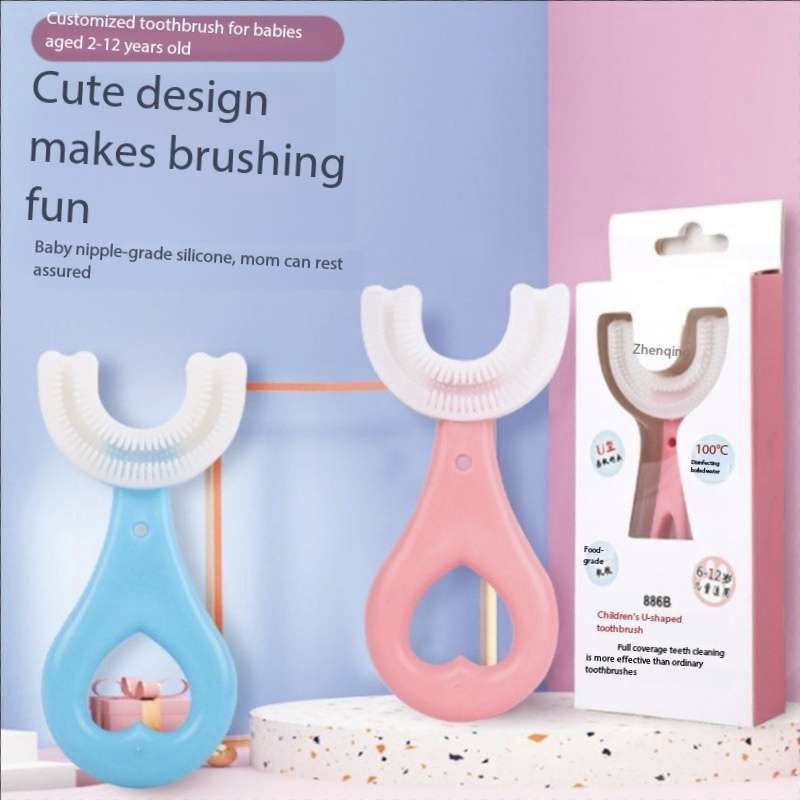 Infant U-shaped Silicone Toothbrush Mouth Type Baby Teeth Cleaning Toothbrush Children Lazy Teeth 2-6-12 Years Old