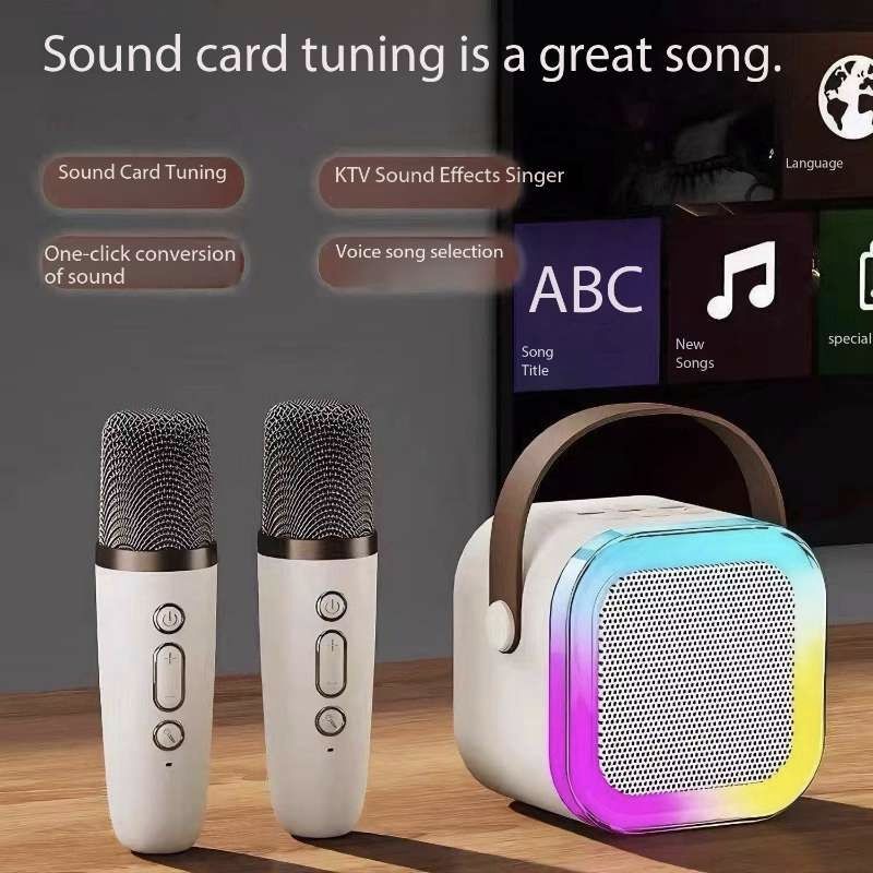 Cross-border hot-selling K12 Bluetooth audio and microphone all-in-one portable outdoor home live karaoke microphone small speaker