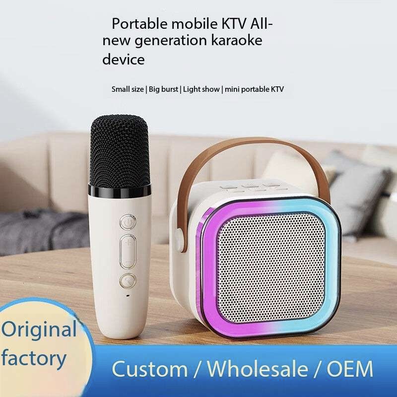 Cross-border hot-selling K12 Bluetooth audio and microphone all-in-one portable outdoor home live karaoke microphone small speaker