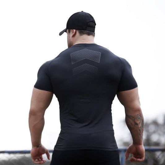 Fitness clothes coach sports t-shirt muscle tights male brothers high-elastic training quick-drying short-sleeved fitness clothes men