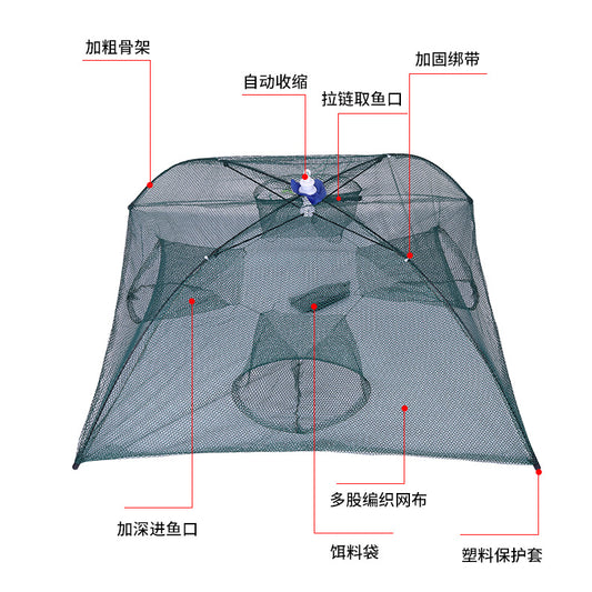 Wholesale Fishing Net Fishing Cage Umbrella Cage Folding Fishing Net Fishing Tackle Hand Throw Net Fishing Net Fishing Tackle Umbrella Fishing Tool