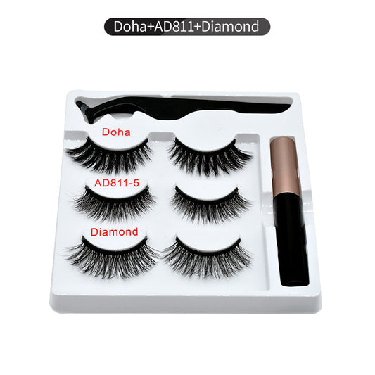 Factory direct sale magnetic false eyelashes liquid eyeliner magnetic eyelashes set 3 pairs magnetic eyelashes + liquid eyeliner + tweezers