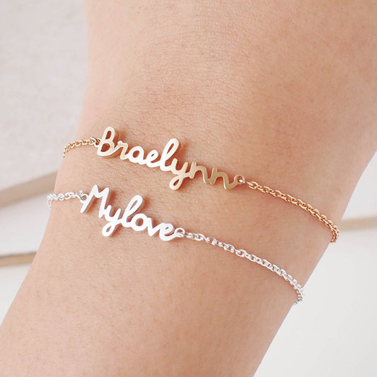 Personalized DIY custom name bracelet stainless steel jewelry handmade ladies jewelry 9 font custom name bracelet