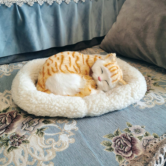 Breathing cat simulation cat model ornaments plush sleeping dog home decoration ornaments photography props crafts