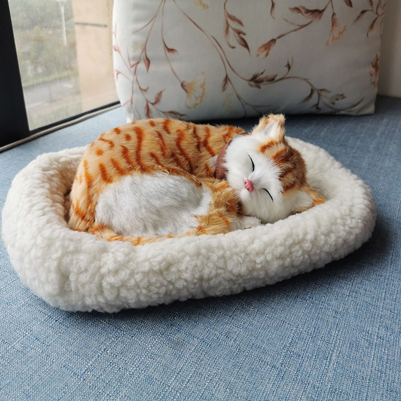 Breathing cat simulation cat model ornaments plush sleeping dog home decoration ornaments photography props crafts