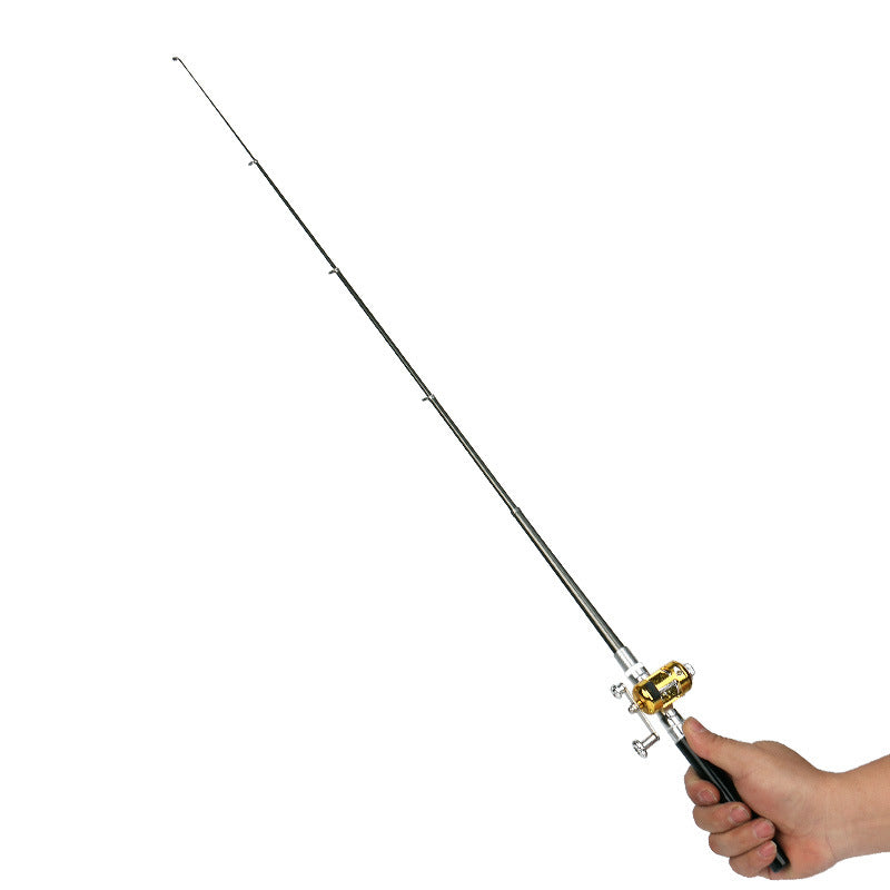 American fishing aluminum alloy pen fishing rod mini portable pocket small fishing rod ice raft fishing bridge fishing 1 meter A-P