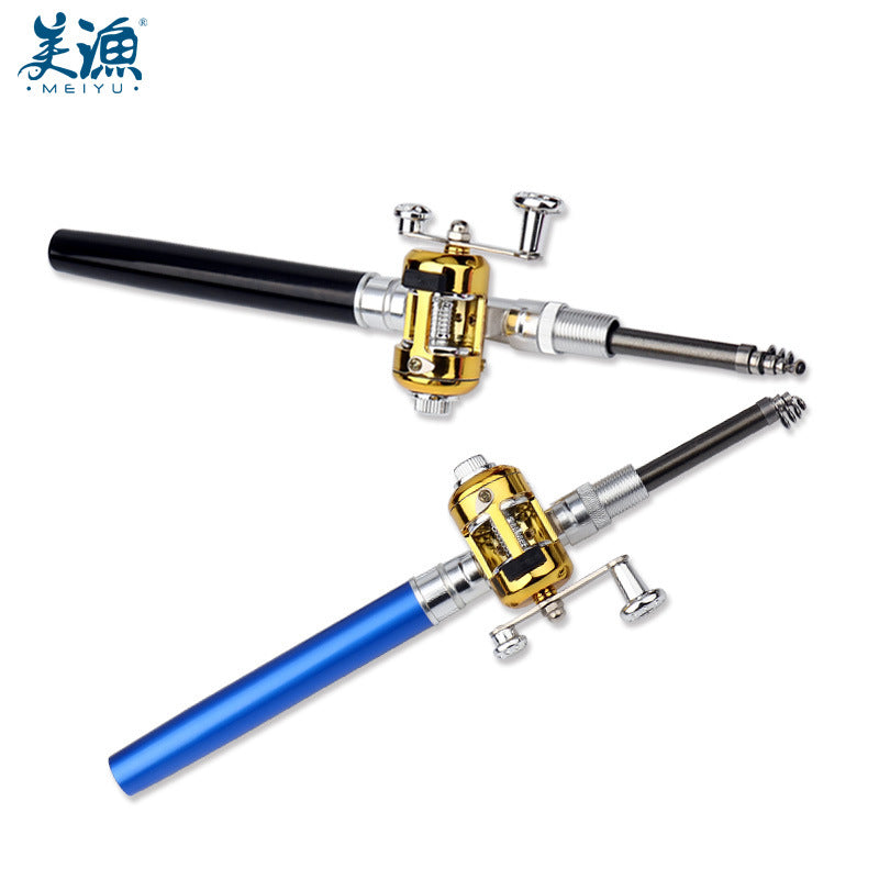 American fishing aluminum alloy pen fishing rod mini portable pocket small fishing rod ice raft fishing bridge fishing 1 meter A-P