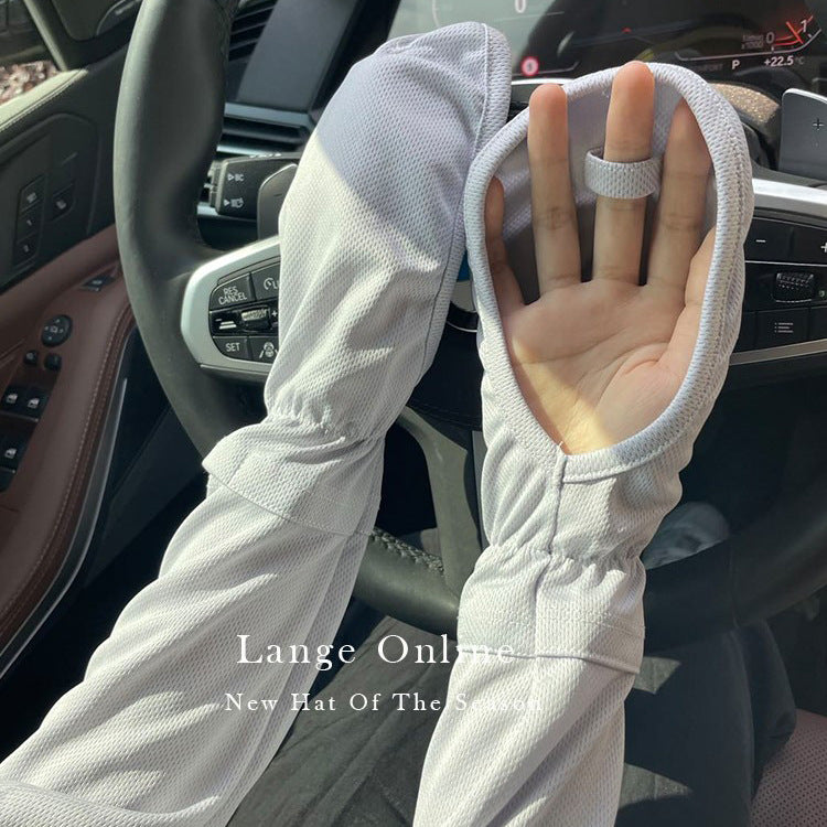 Japanese UV large size ice sleeve gloves female summer driving sunscreen sleeves loose arm guards riding anti-ultraviolet ice silk sleeves
