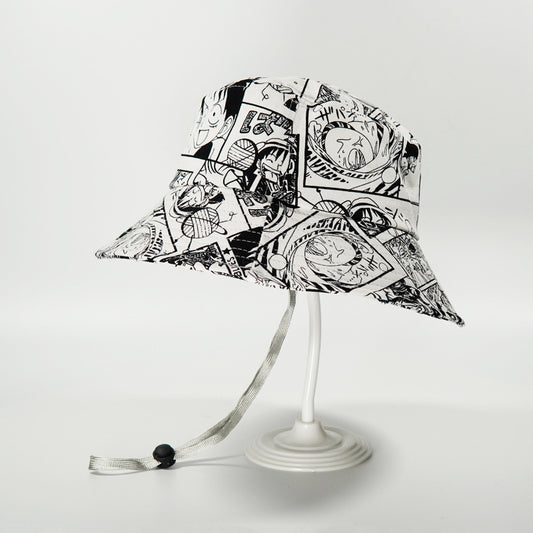 2025 new anime print fisherman hat Japanese men and women out leisure basin hat sun hat tide
