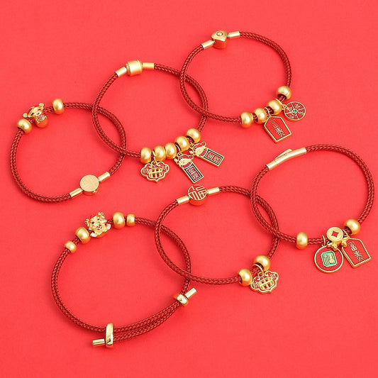Braided rope bracelet red rope zodiac year fortune handmade DIY bracelet jewelry accessories semi-finished red bracelet