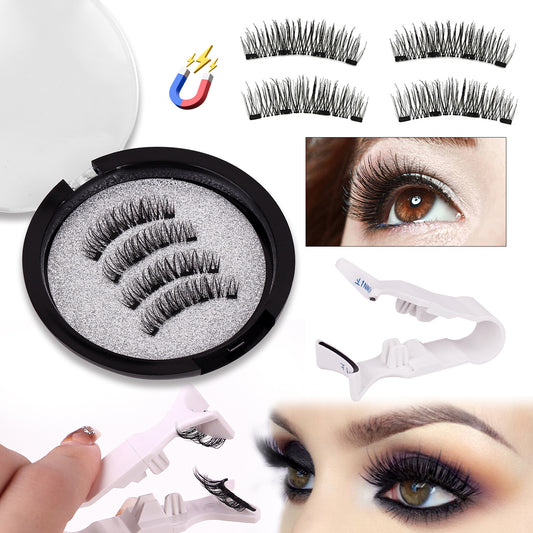 Four magnetic false eyelashes set natural simulation waterproof quantum magnetic eyelashes free makeup removal magnetic eyelashes