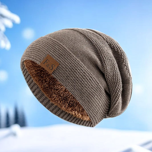 New autumn and winter FS label casual knitted hat for men outdoor windproof cold-proof warm hat with velvet earmuffs