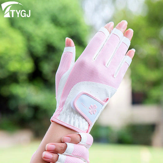 Golf gloves for women Korean style non-slip fingerless gloves half finger touch screen wear-resistant breathable 1 pair