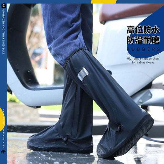 Rain shoe covers waterproof and non-slip men's rain-proof shoe covers outer wear water shoes women's thickened wear-resistant high-tube rain foot covers rain boots