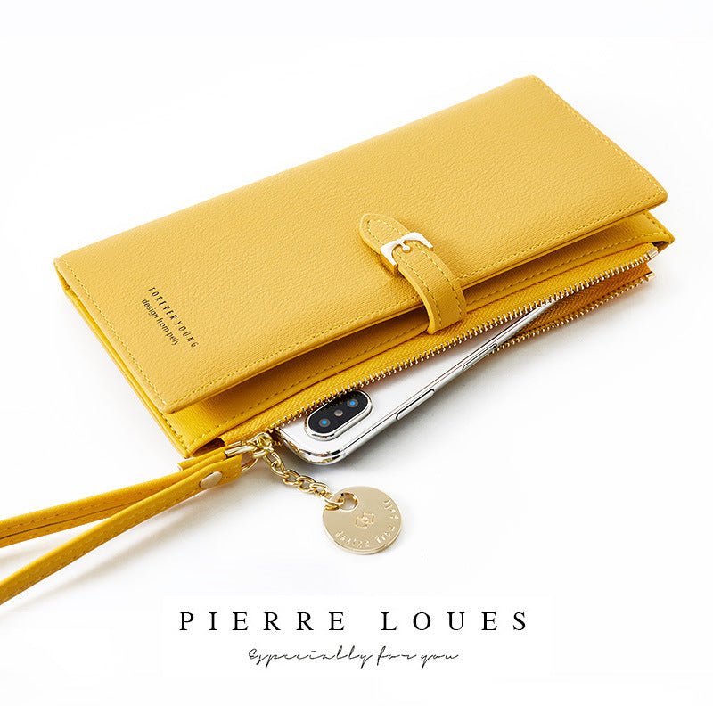 pierre loues new style ladies wallet Korean solid color ladies clutch large capacity ladies wrist bag