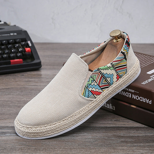 Men's Casual Shoes Corduroy Low-Top Fisherman Shoes Canvas Shoes Board Shoes Men's Slip-on Lazy Shoes Cloth Shoes Trendy Men's Shoes