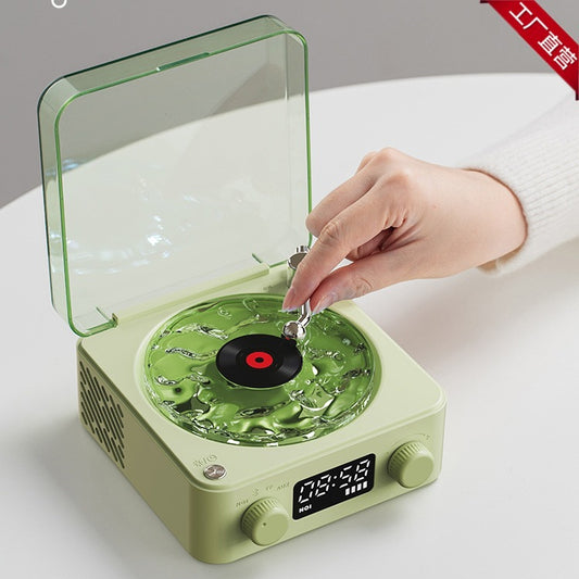 Retro listening to the sea vinyl wireless Bluetooth speaker alarm clock small record player high-quality female and male birthday gift audio