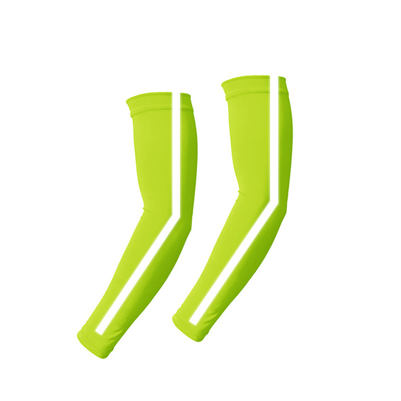 Summer outdoor sun protection sleeves breathable quick-drying cycling arm sleeves night running sports protective gear reflective solid color ice silk sleeves