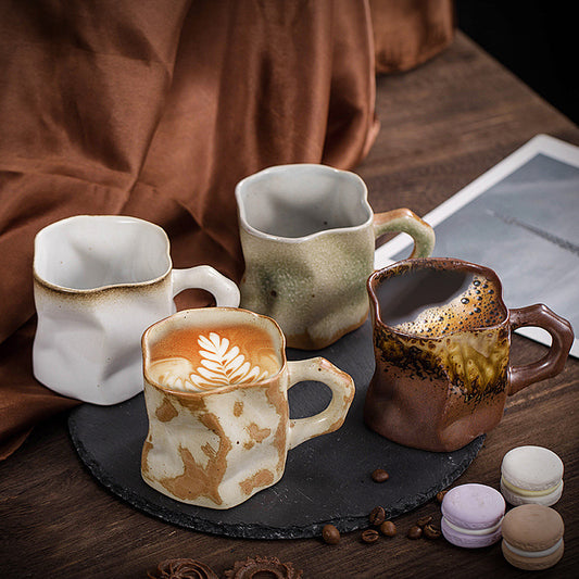 Japanese simple stoneware coffee cup creative kiln mug retro ceramic cup home cup office cup breakfast cup
