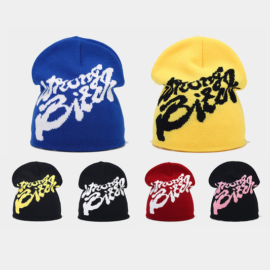 Cross-border European and American new hip-hop letter jacquard knitted hat men and women autumn and winter warm wool hat outdoor trend cold hat