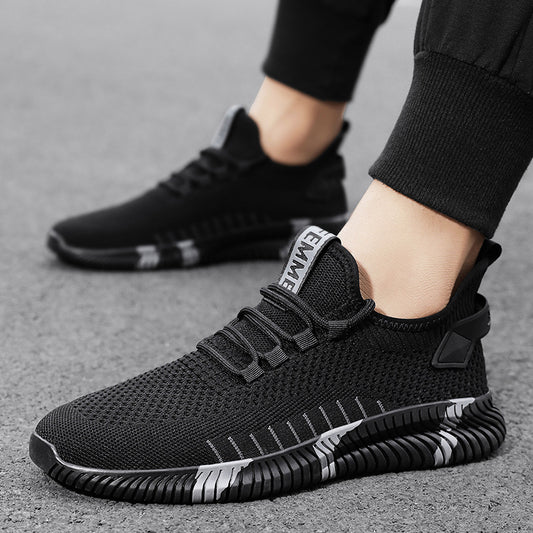 2023 summer new mesh shoes flying woven shoes casual sports shoes breathable board shoes lightweight slip-on running shoes men's shoes