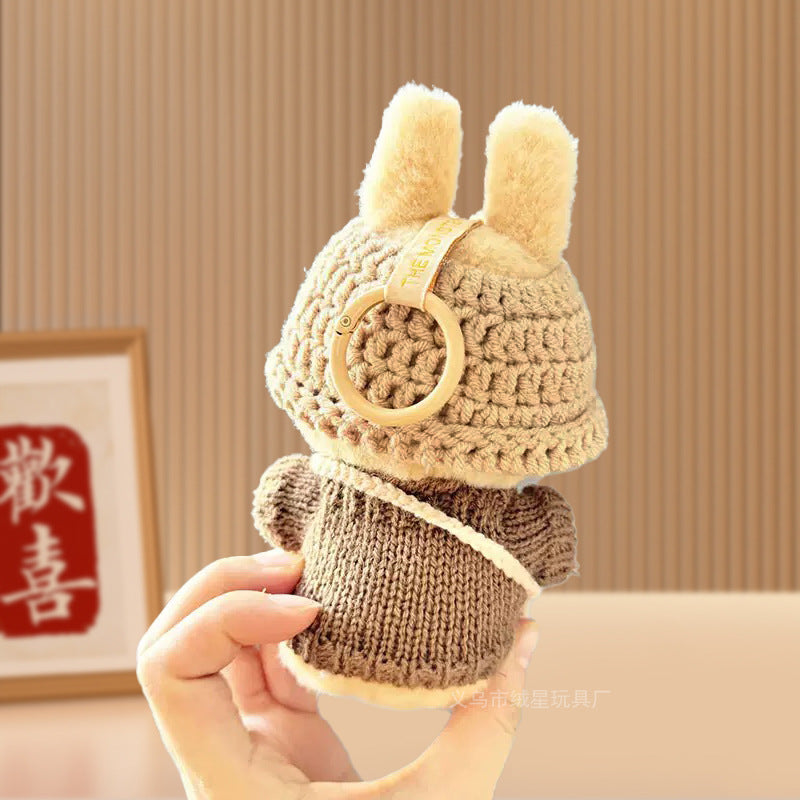 New doll clothes 17cm labubu sweater hat shoulder bag crochet set creative vinyl labubu doll accessories