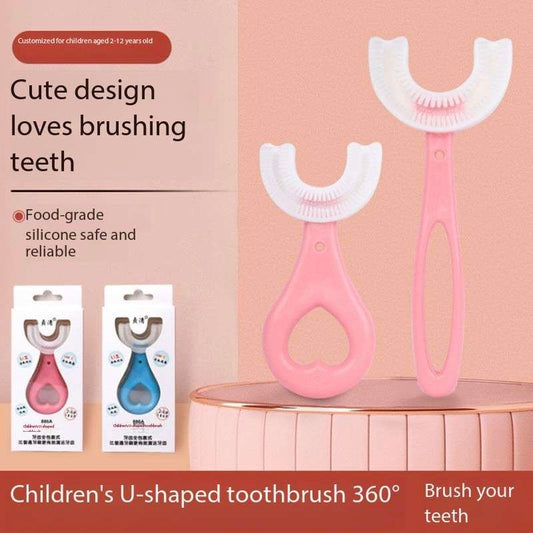Infant U-shaped Silicone Toothbrush Mouth Type Baby Teeth Cleaning Toothbrush Children Lazy Teeth 2-6-12 Years Old